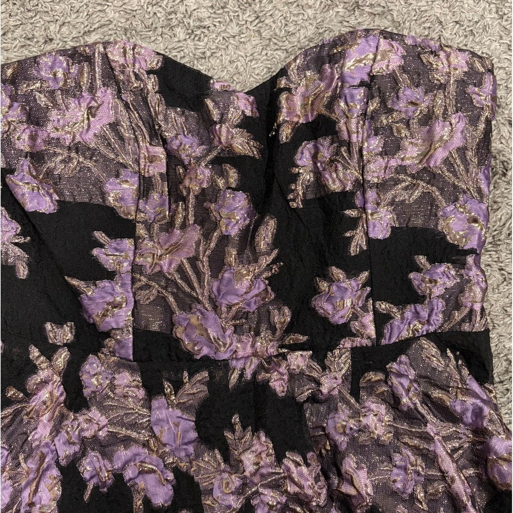 Lulus Floral All Romance Jacquard Strapless High-Low Formal Gown Dress SMALL - Picture 6 of 9